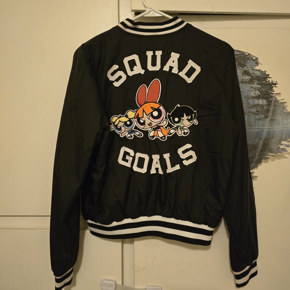 Cartoon Network Black 'Squad Goals' Powerpuff Girls Bomber Jacket